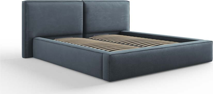 Tmavě modrá čalouněná dvoulůžková postel s úložným prostorem a roštem 180x200 cm Arendal – Cosmopolitan Design Cosmopolitan design