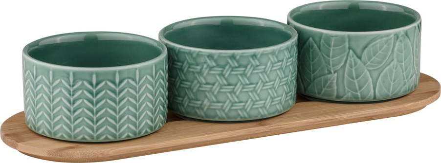 Tyrkysové porcelánovo-bambusové servírovací mísy v sadě 3 ks ø 10 cm Heath Jade – Ladelle Ladelle