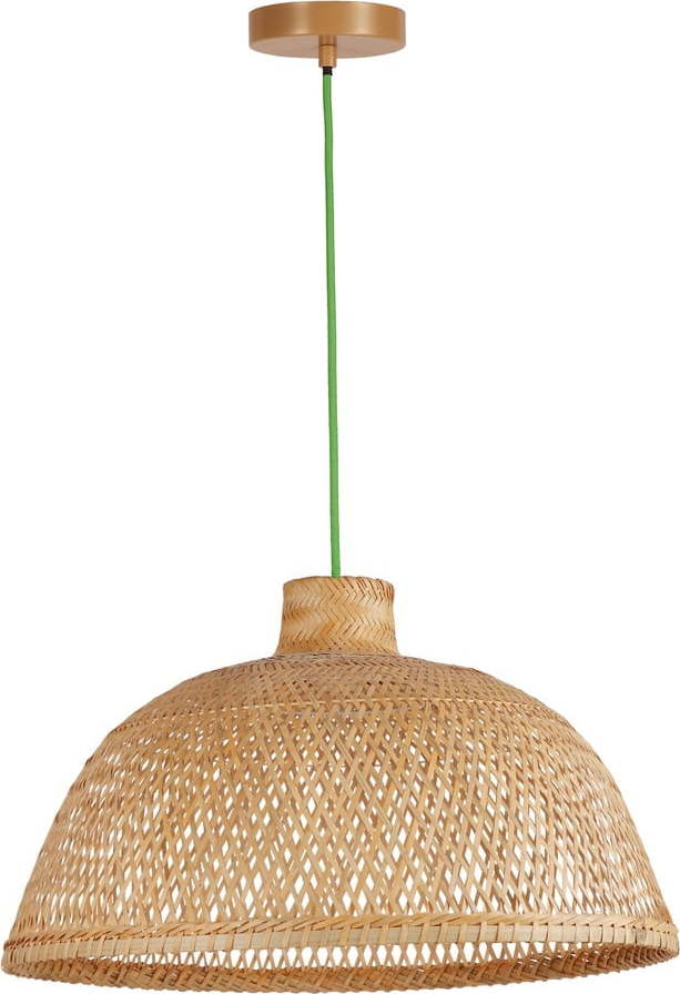 Závěsné svítidlo v zeleno-přírodní barvě s bambusovým stínidlem ø 52 cm – SULION SULION