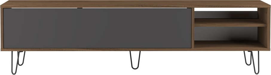 Antracitovo-hnědý TV stolek v dekoru ořechu 165x44 cm Aero – TemaHome TemaHome
