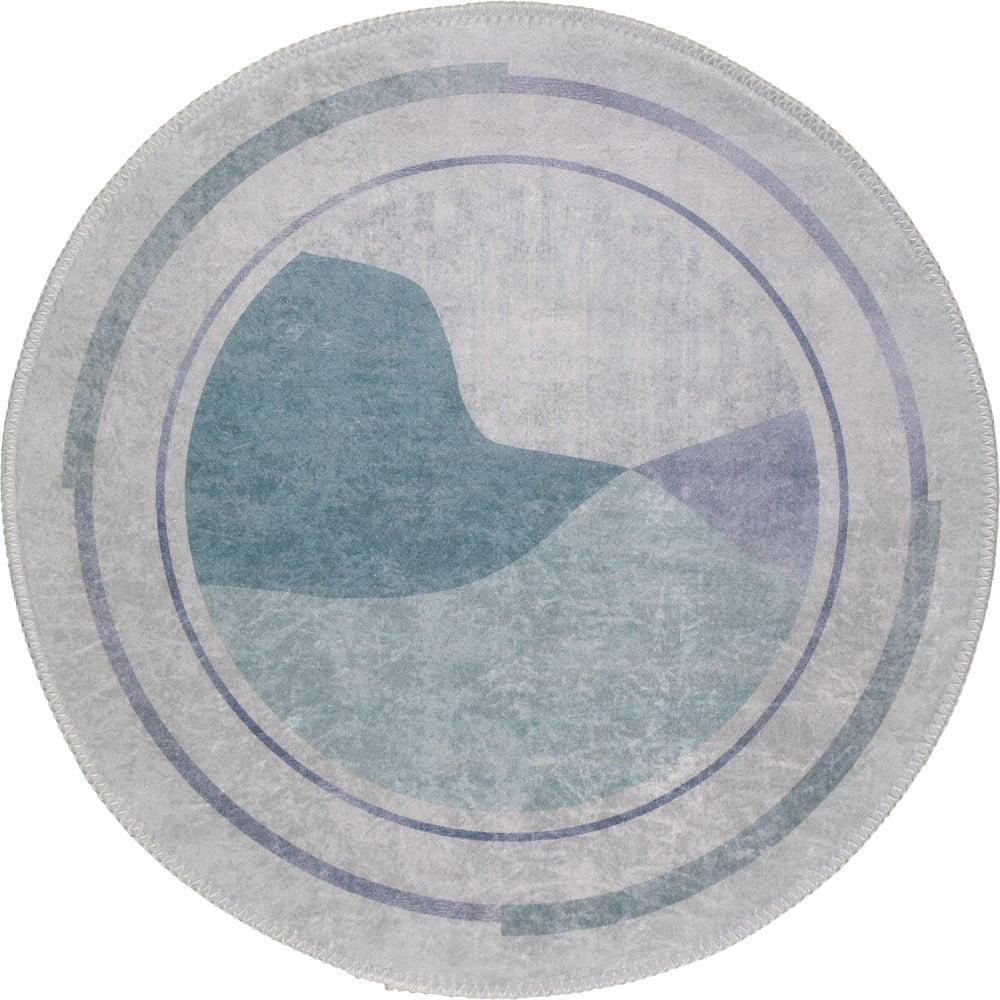 Pratelný kulatý koberec v modro-krémové barvě ø 80 cm Yuvarlak – Vitaus Vitaus