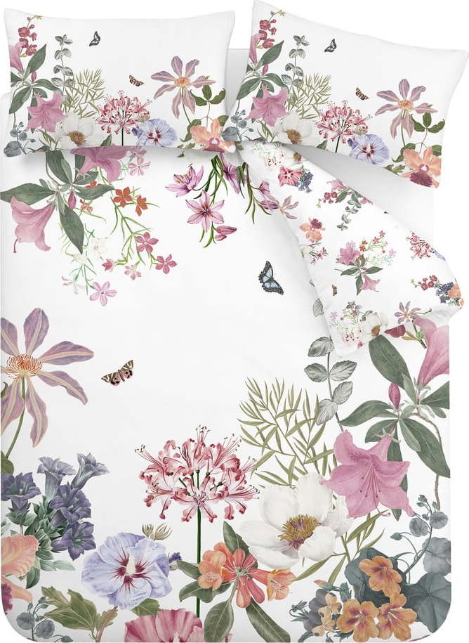 Růžovo-bílé bavlněné povlečení na dvoulůžko 200x200 cm Exotic Garden – RHS RHS