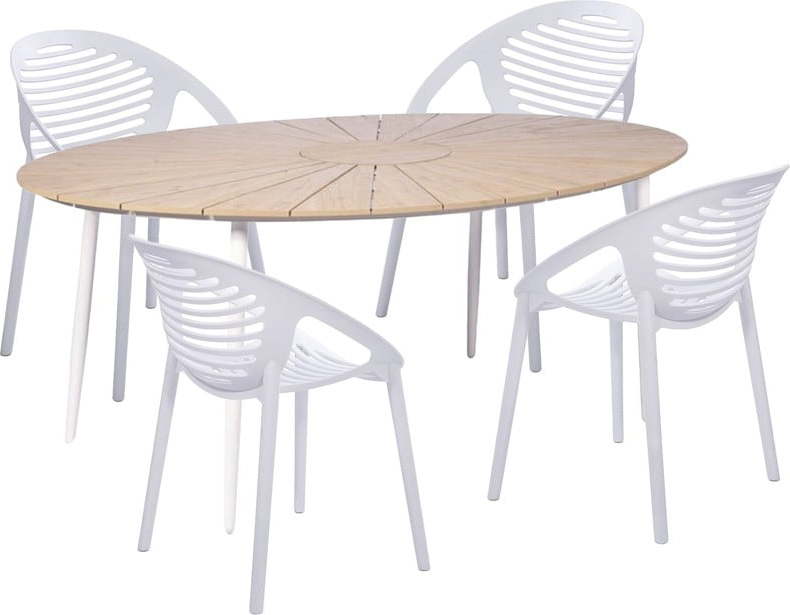 Set 4 bílých jídelních židlí Jaanna a přírodního stolu Marienlist – Bonami Essentials Bonami Essentials