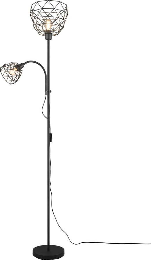 Černá stojací lampa s kovovým stínidlem (výška 180 cm) Haval – Trio TRIO