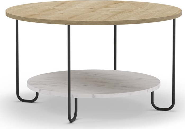 Kulatý konferenční stolek s deskou v dubovém dekoru v přírodní barvě ø 80 cm Tonka – Marckeric Marckeric