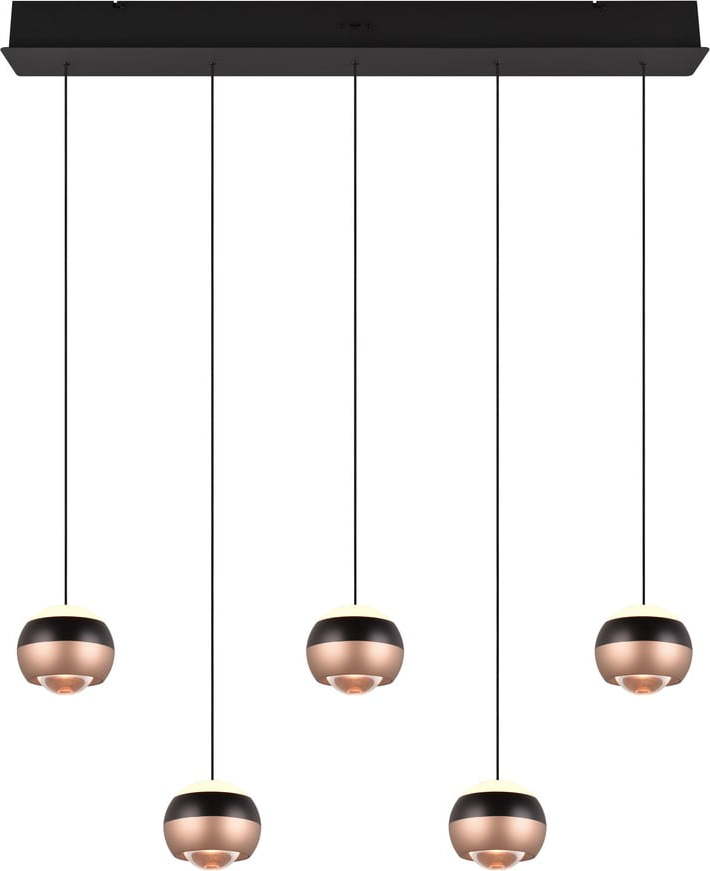 LED závěsné svítidlo s kovovým stínidlem v černo-měděné barvě Orbit – Trio Select Trio Select
