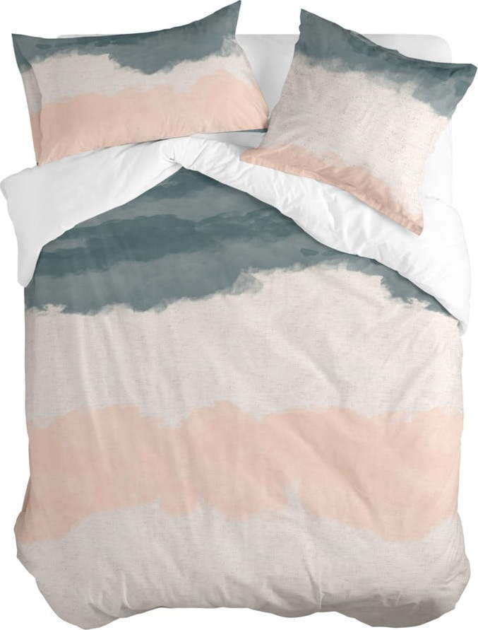 Růžovo-šedý bavlněný povlak na peřinu na dvoulůžko 200x200 cm Seaside – Blanc Blanc