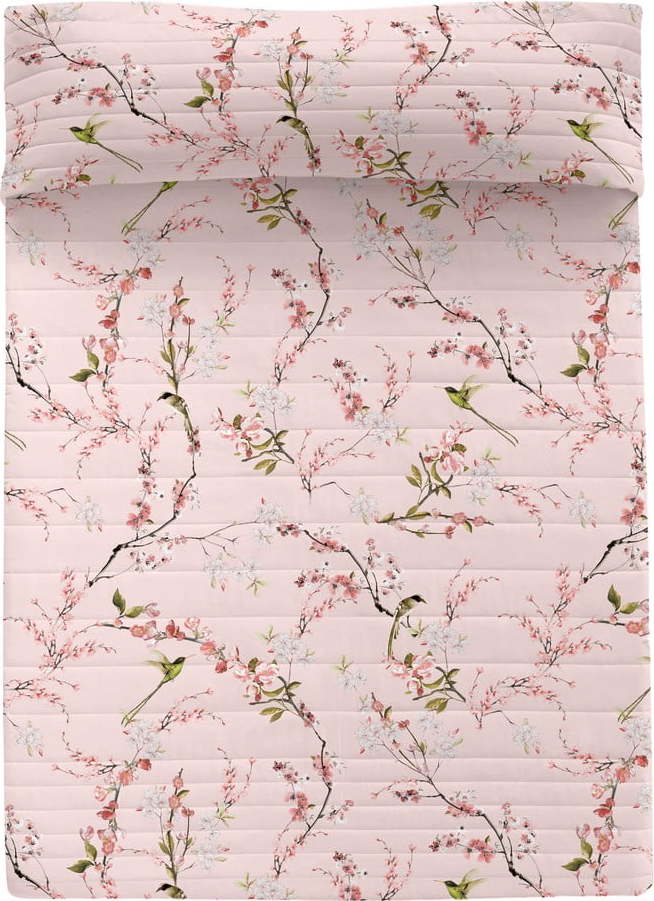 Růžový bavlněný prošívaný přehoz 180x260 cm Chinoiserie – Happy Friday Happy Friday