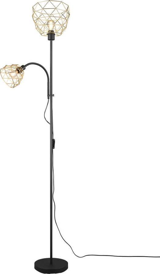 Stojací lampa v černé a zlaté barvě s kovovým stínidlem (výška 180 cm) Haval – Trio TRIO