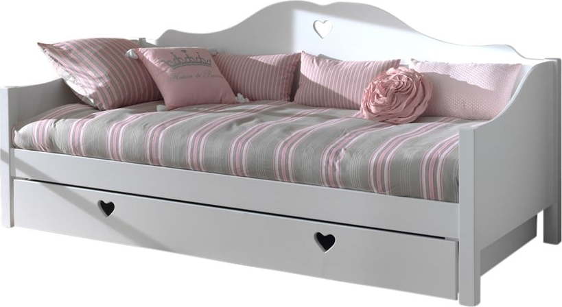 Bílá dětská postel z borovicového dřeva s výsuvným lůžkem s úložným prostorem 90x200 cm AMORI – Vipack Vipack