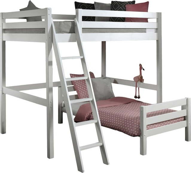 Bílá patrová dětská postel z borovicového dřeva PINO – Vipack Vipack