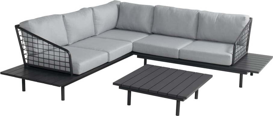 Černo-šedý hliníkový zahradní lounge set pro 4 Capri – Hartman Hartman