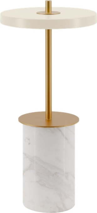 Krémová mramorová LED stmívatelná stolní lampa s kovovým stínidlem (výška 25