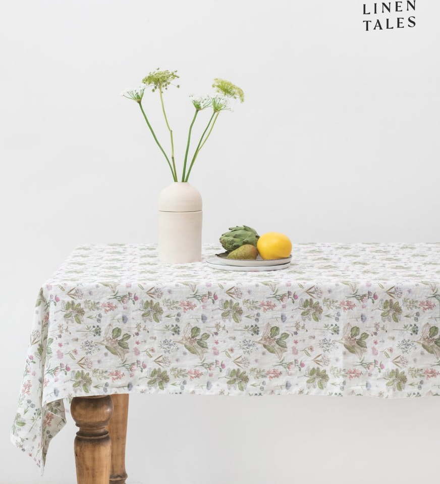 Lněný ubrus 140x200 cm White Botany – Linen Tales Linen Tales