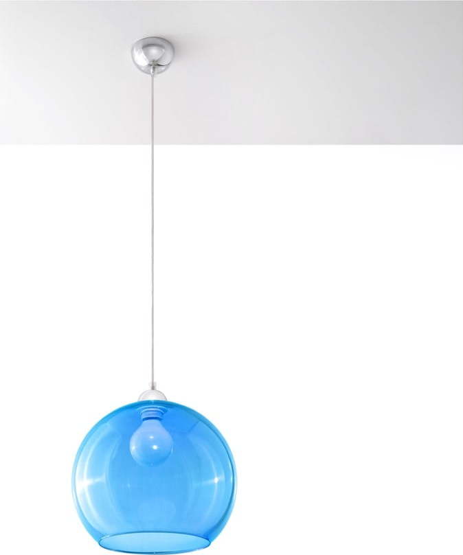 Modré závěsné svítidlo se skleněným stínidlem ø 30 cm Bilbao – Nice Lamps Nice Lamps