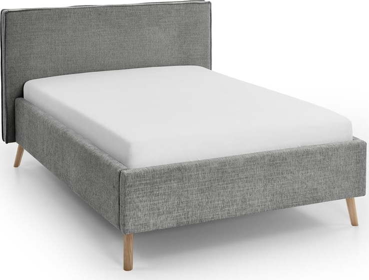 Šedá čalouněná dvoulůžková postel s úložným prostorem s roštem 140x200 cm Riva – Meise Möbel Meise Möbel