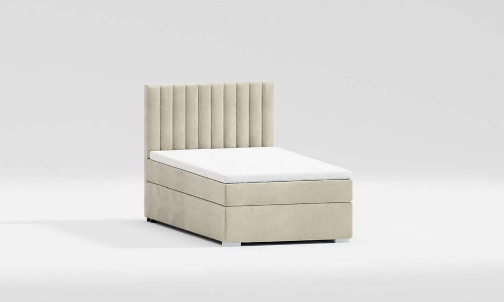 Béžová čalouněná jednolůžková postel s úložným prostorem s roštem 90x200 cm Bunny – Ropez Ropez
