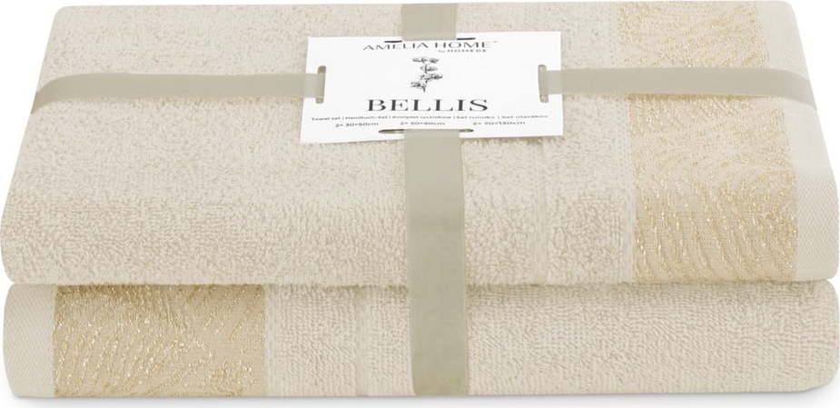 Béžové froté bavlněné ručníky a osušky v sadě 2 ks Bellis – AmeliaHome AmeliaHome
