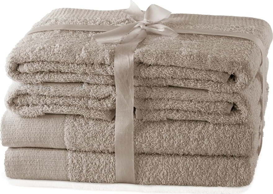 Béžové froté bavlněné ručníky a osušky v sadě 6 ks Amari – AmeliaHome AmeliaHome