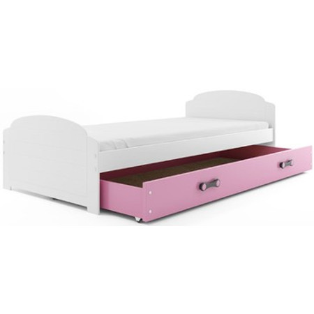 Dětská postel LILI s úložným prostorem 90x200 cm -  bílá Růžová BMS