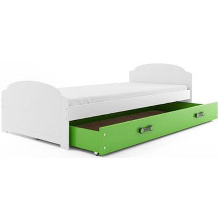 Dětská postel LILI s úložným prostorem 90x200 cm -  bílá Zelená BMS
