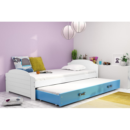 Dětská postel LILI s výsuvným lůžkem 90x200 cm - bílá Modrá BMS