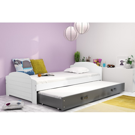 Dětská postel LILI s výsuvným lůžkem 90x200 cm - bílá Šedá BMS