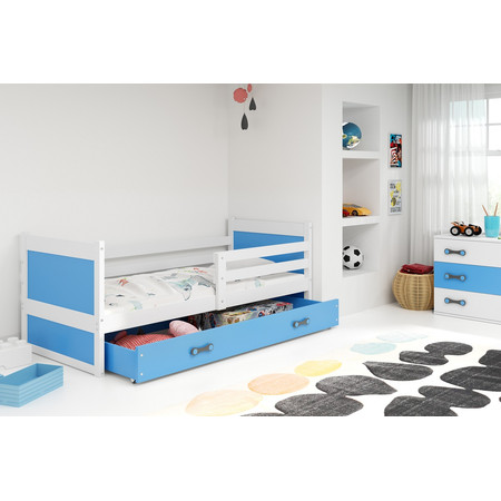 Dětská postel RICO 90x200 cm Modrá Bílá BMS