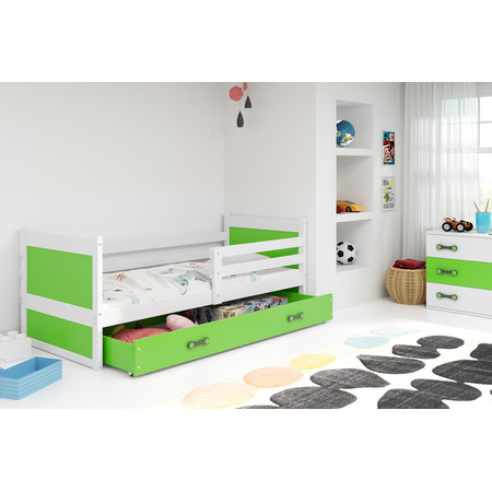 Dětská postel RICO 90x200 cm Zelená Bílá BMS