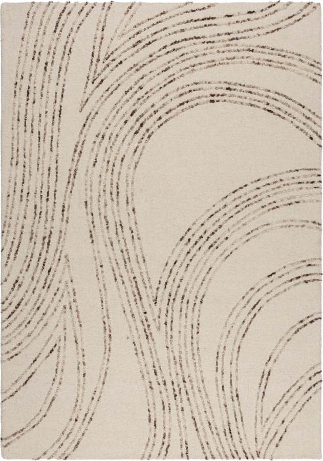 Hnědo-krémový vlněný koberec 160x230 cm Abstract Swirl – Flair Rugs Flair Rugs