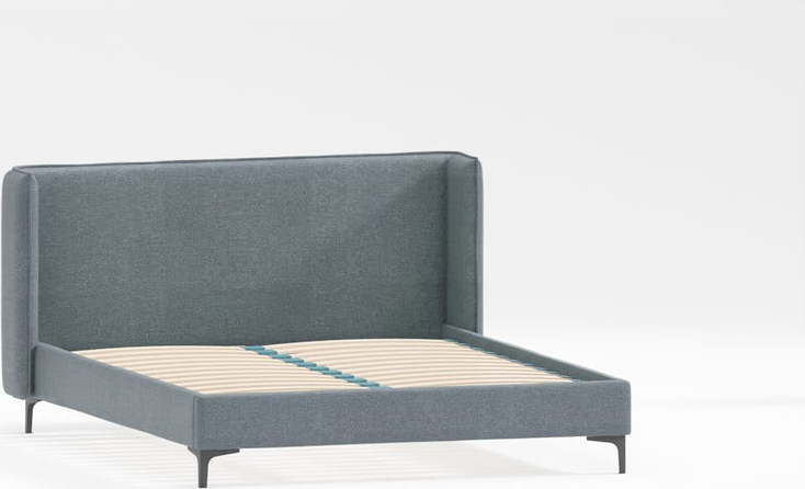 Modrá čalouněná dvoulůžková postel s roštem 160x200 cm Basti – Ropez Ropez