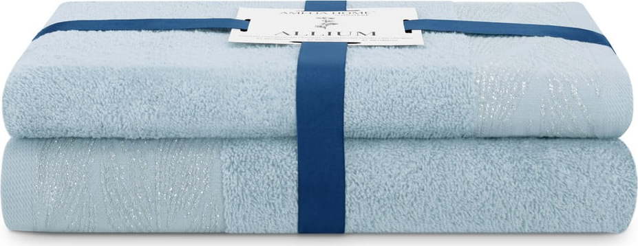 Světle modré froté bavlněné ručníky a osušky v sadě 2 ks Allium – AmeliaHome AmeliaHome