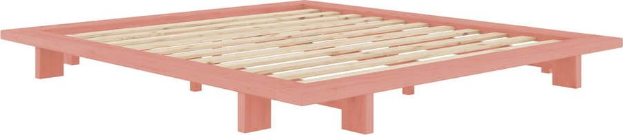 Světle růžová dvoulůžková postel z borovicového dřeva s roštem 180x200 cm Japan – Karup Design Karup Design
