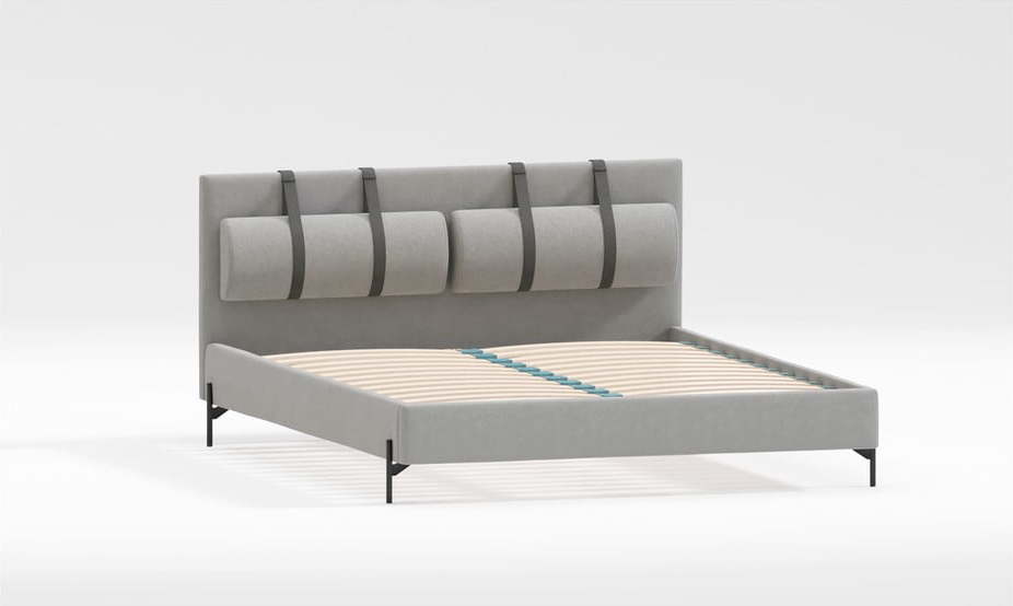Světle šedá čalouněná dvoulůžková postel s roštem 200x200 cm Tulsa – Ropez Ropez