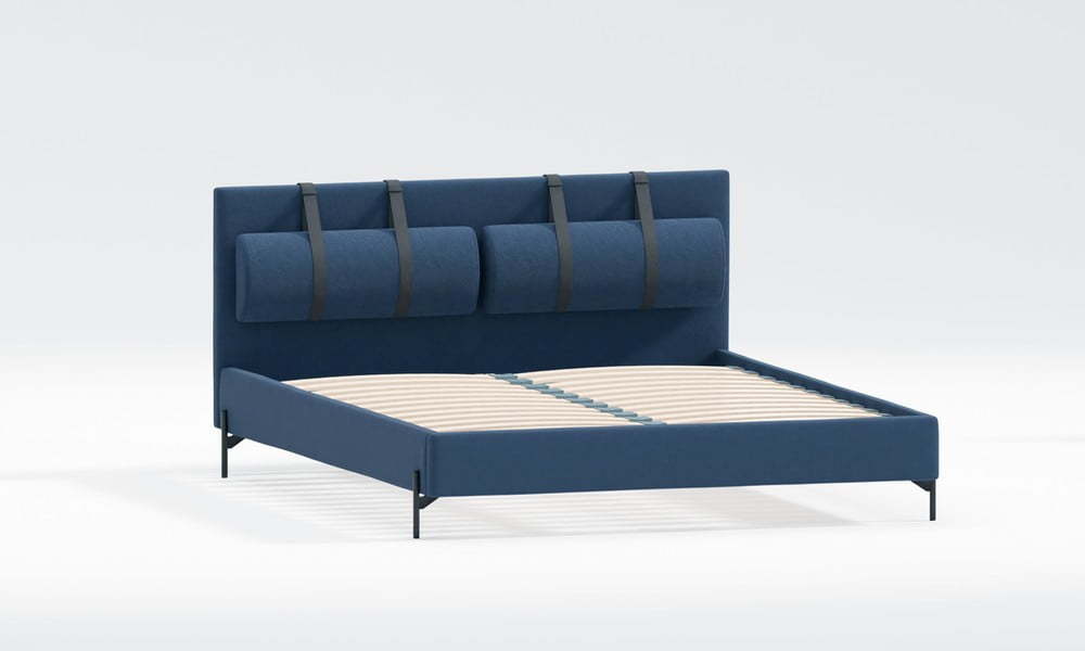 Tmavě modrá čalouněná dvoulůžková postel s roštem 140x200 cm Tulsa – Ropez Ropez