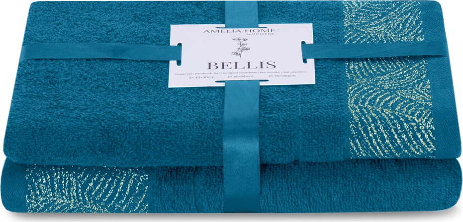 Tmavě modré froté bavlněné ručníky a osušky v sadě 2 ks Bellis – AmeliaHome AmeliaHome