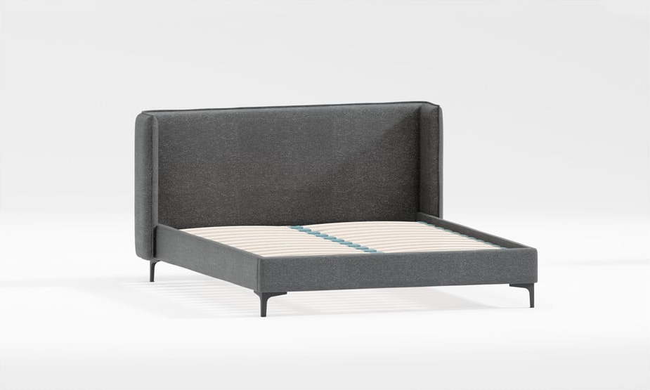 Tmavě šedá čalouněná dvoulůžková postel s roštem 160x200 cm Basti – Ropez Ropez