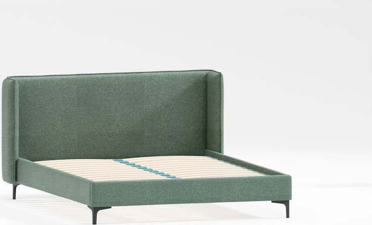 Zelená čalouněná dvoulůžková postel s roštem 160x200 cm Basti – Ropez Ropez