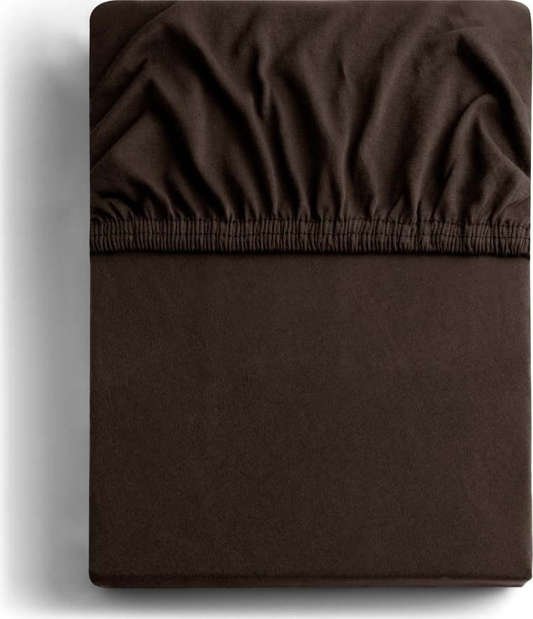 Hnědé elastické prostěradlo DecoKing Amber Collection