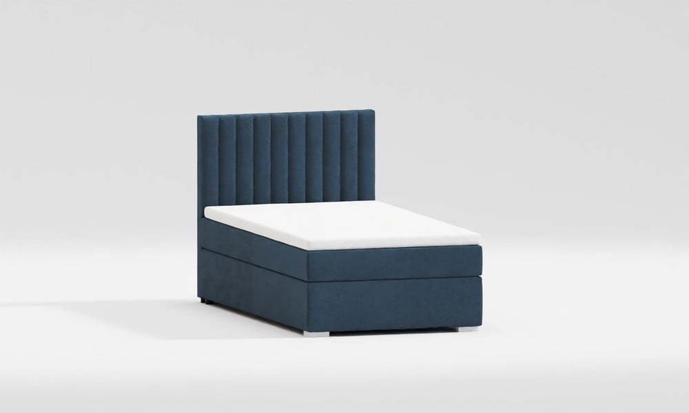 Tmavě modrá čalouněná jednolůžková postel s úložným prostorem s roštem 80x200 cm Bunny – Ropez Ropez