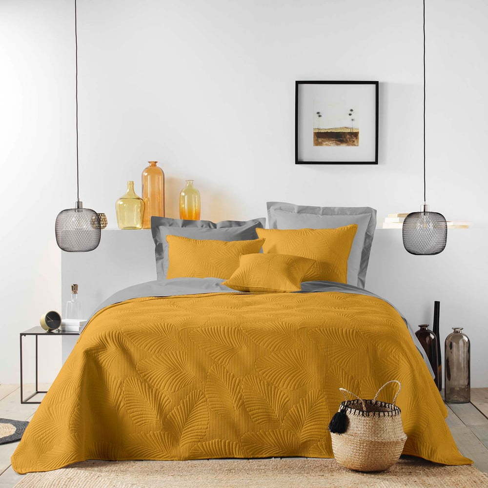 Žlutý přehoz z mikrovlákna 220x240 cm Palombine – douceur d'intérieur Douceur d intérieur