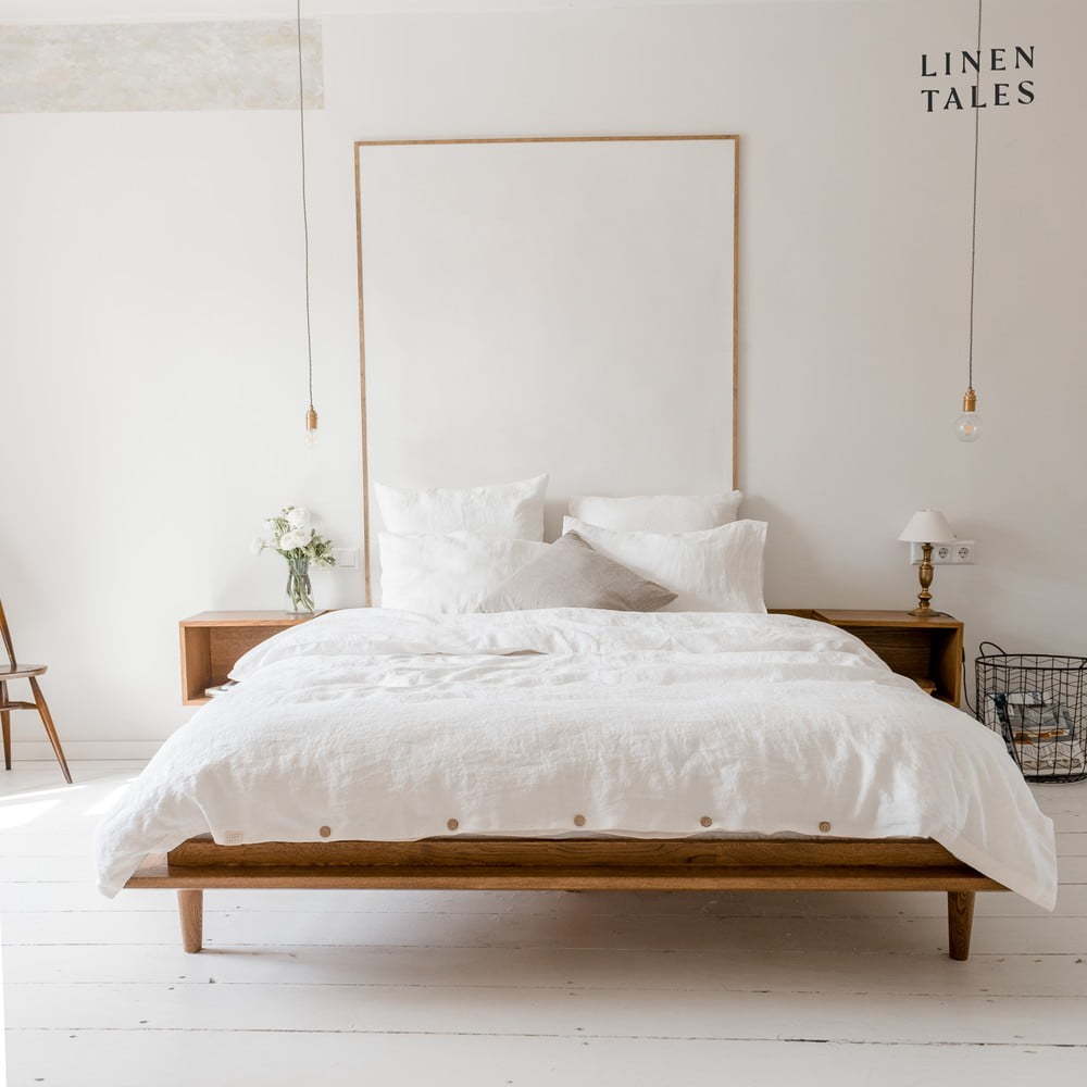 Bílé povlečení na jednolůžko s příměsí lnu 140x200 cm – Linen Tales Linen Tales