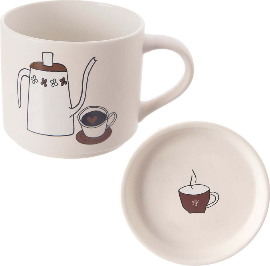 Bílý porcelánový hrnek s víčkem 450 ml – Orion Orion