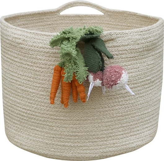 Krémový látkový dětský koš na hračky ø 30x23 cm Veggies – Lorena Canals Lorena Canals
