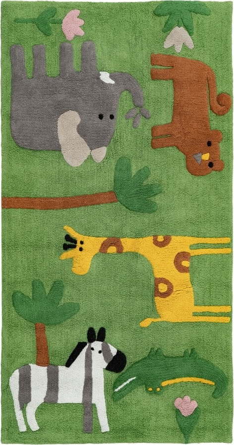 Zelený pratelný bavlněný běhoun 90x175 cm Animals – Ixia Ixia