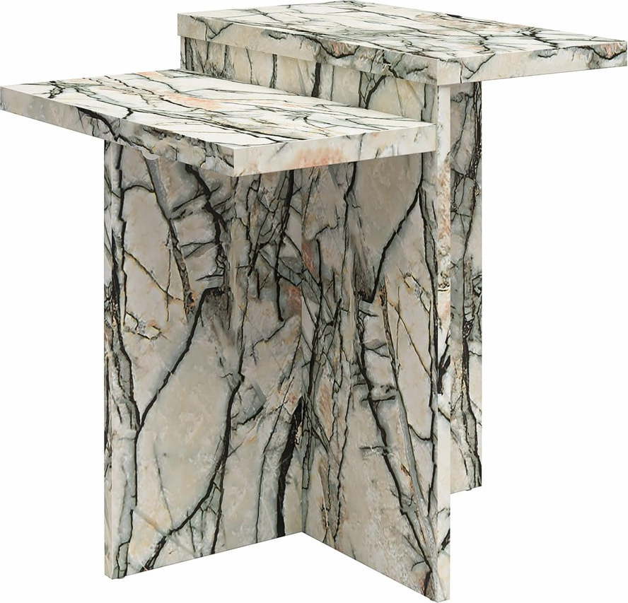 Béžový konferenční stolek v dekoru mramoru 56x56 cm Brielle – CosmoLiving by Cosmopolitan CosmoLiving by Cosmopolitan