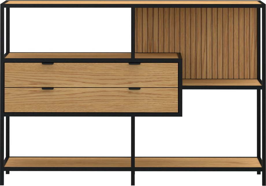 Knihovna v černé a přírodní barvě v dekoru dubu 114x78x35 cm Seaford – Actona Actona