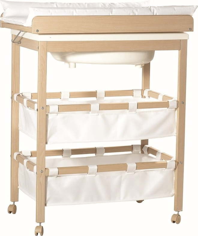 Přebalovací pult v dekoru břízy v bílo-přírodní barvě Baby Pool – Roba Roba