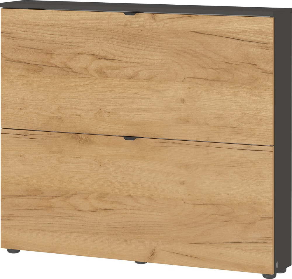 Výklopný závěsný botník v dekoru dubu v antracitovo-přírodní barvě 100x85x19 cm Renell – Germania Germania
