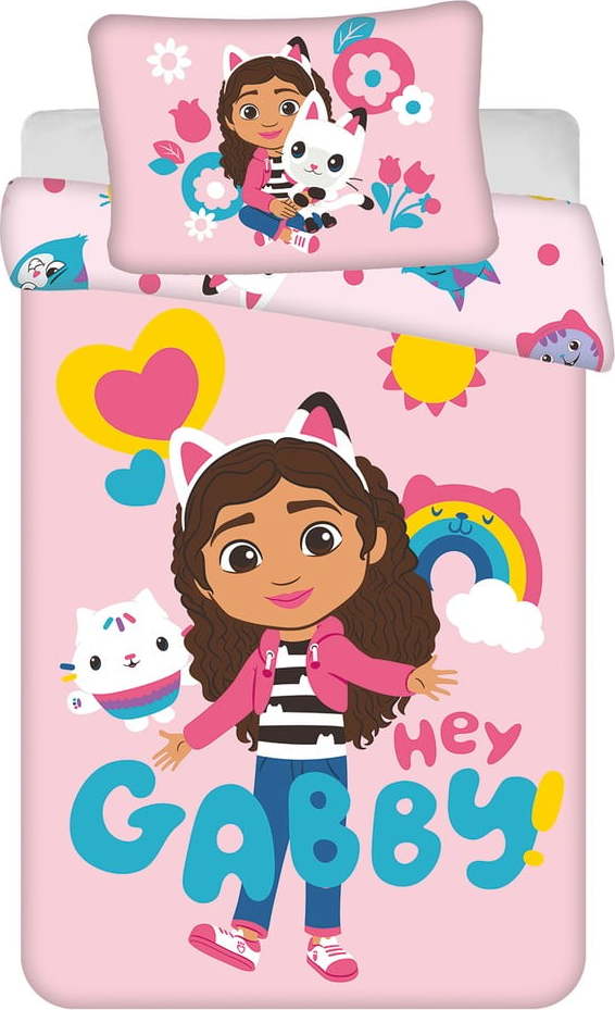 Růžové bavlněné dětské povlečení do postýlky 100x135 cm Gabby's Dollhouse – Jerry Fabrics Jerry Fabrics